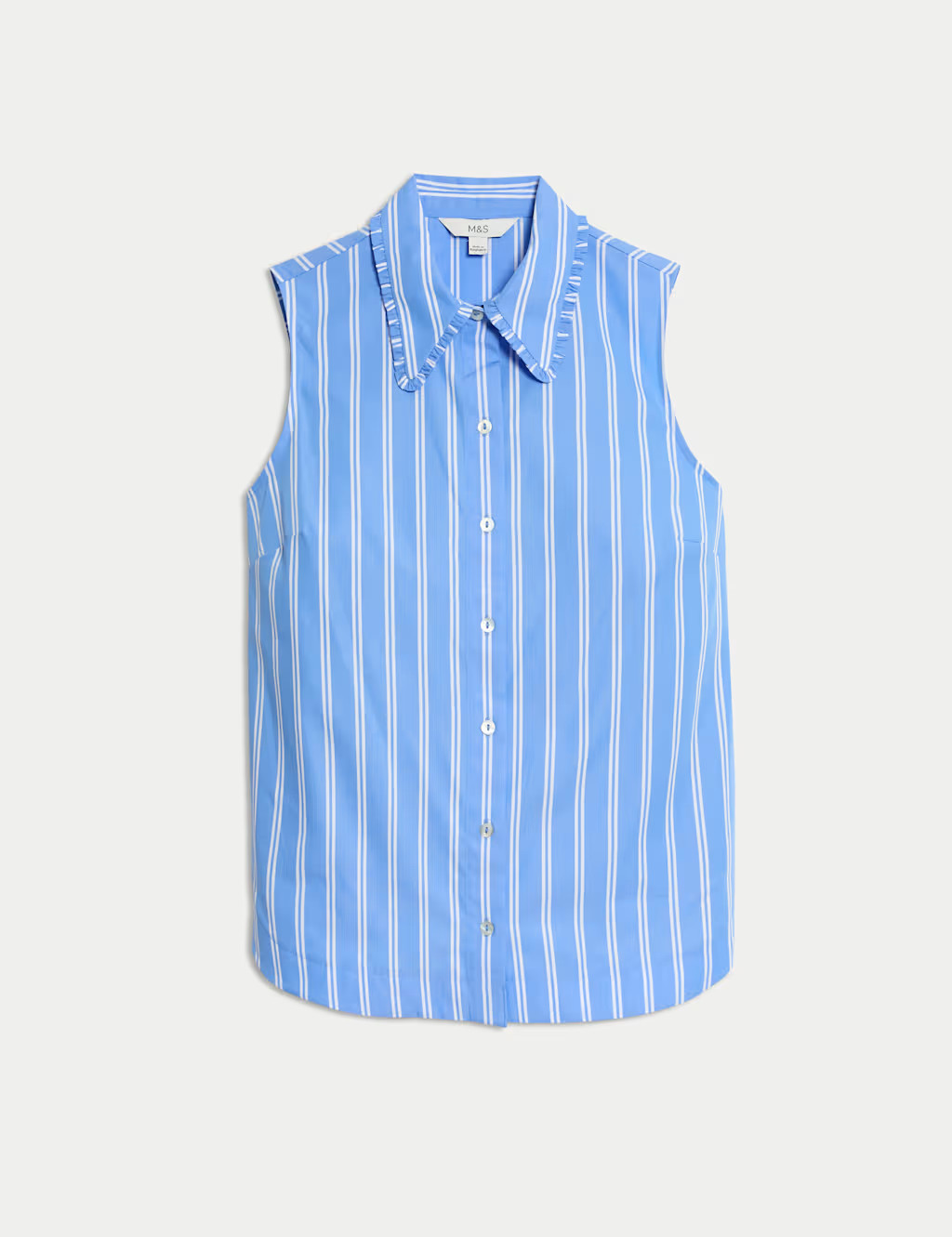 Striped Frill Detail Collared Shirt | Marks & Spencer (UK)
