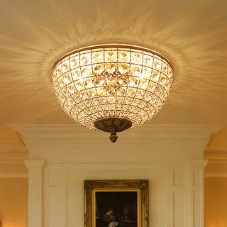 French Farmhouse Glam Crystal Round Flush Mount Ceiling Light - Bed Bath & Beyond - 43537276 | Bed Bath & Beyond