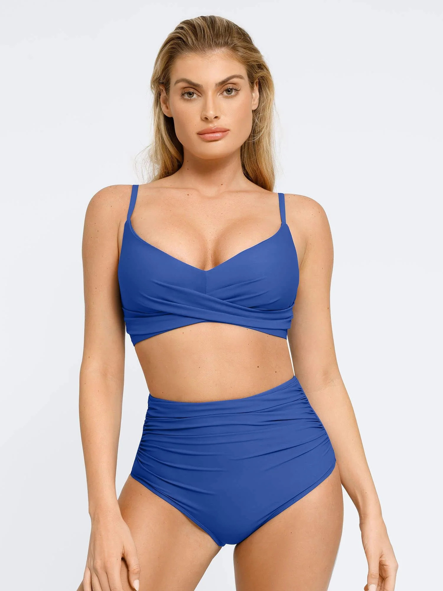 Ruched High-Waist Bikini Set | Women Ruched Bikini Set | Popilush