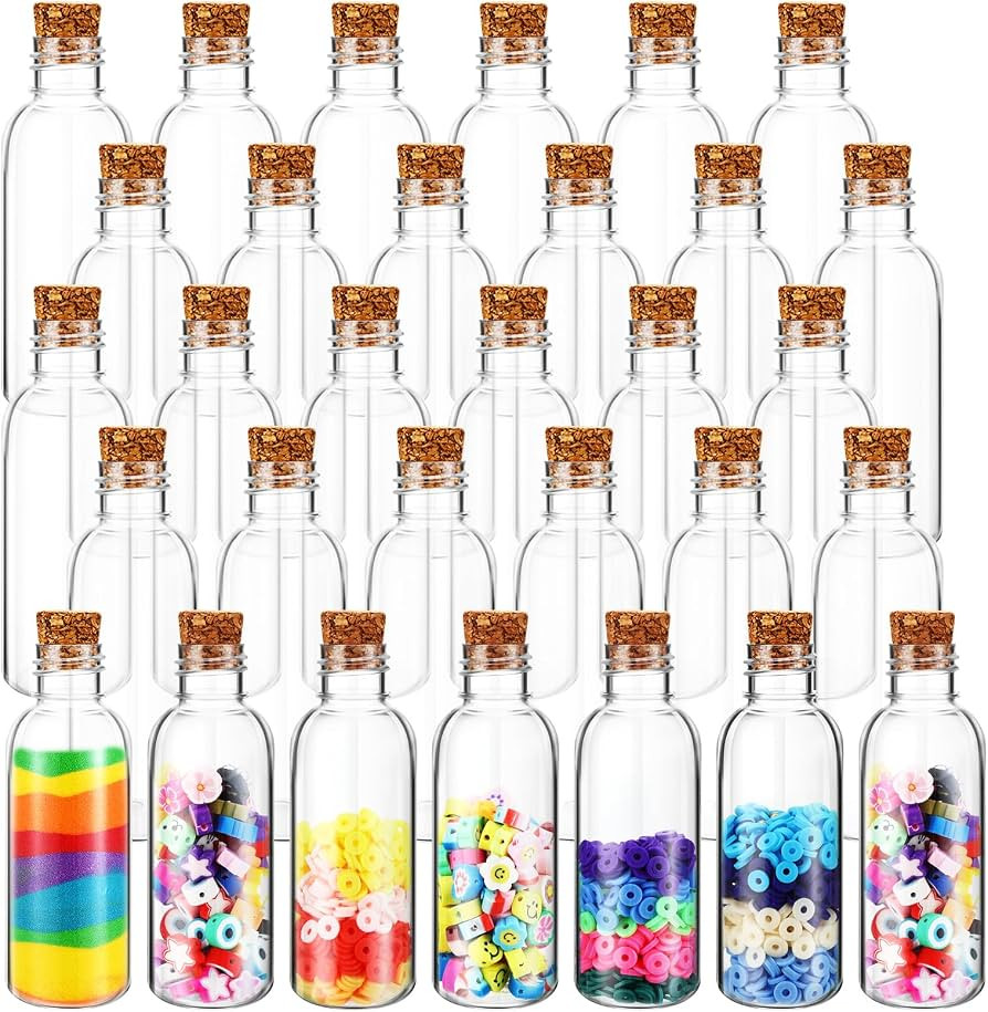 Bokon 30 Pcs 2 oz Sand Art Bottles with Cork Stoppers Clear Potion Bottles with Cork Souvenir Jar... | Amazon (US)