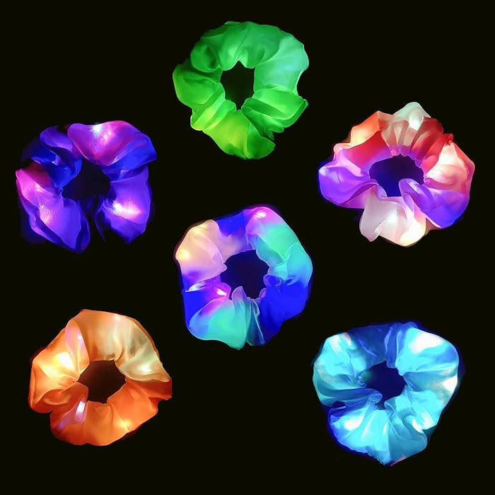 LED Scrunchies, 6 Pcs Light up Glow Hairbands Neon Accessories with 3 Light Modes for Girls Women... | Amazon (US)