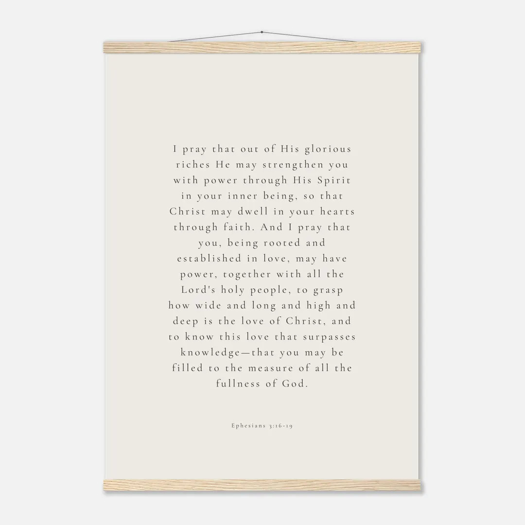 Ephesians 3:16 'He May Strengthen You With Power' Bible Verse Print Poster with Hanger | Etsy (US)