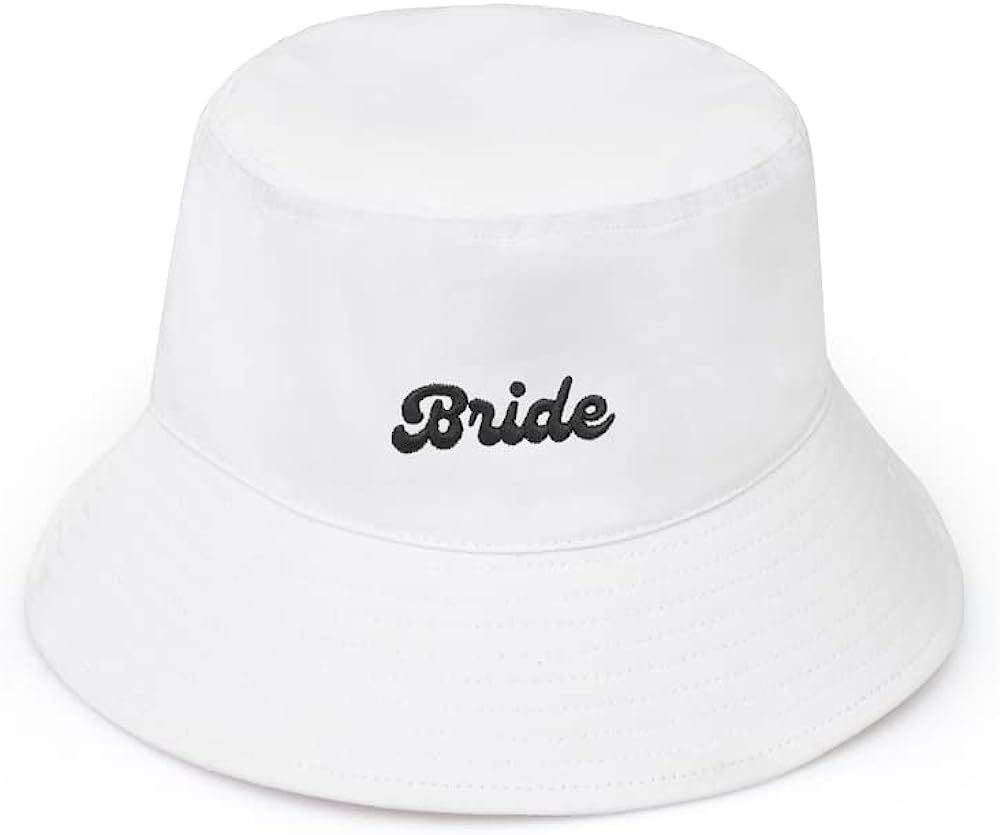 xo, Fetti Bachelorette Party Decorations White Bride Bucket Hat | Bridal Gift, White and Black Em... | Amazon (US)