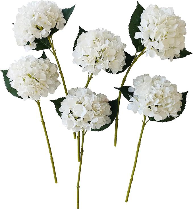 ARTIFIPLANT Ivory Hydrangea Artificial Flowers,6 Pcs Faux Hydrangea Flowers,Artificial Hydrangeas... | Amazon (US)