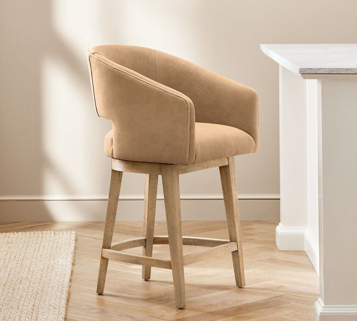 Baldwin Leather Swivel Stool | Pottery Barn (US)