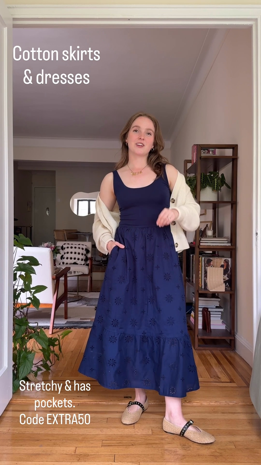 On sale cotton eyelet dress. Wearing xs. Pockets and on sale code EXTRA50

#LTKSaleAlert