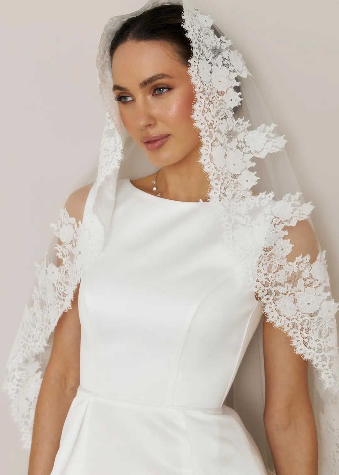 Ivory Lace Blusher Veil: Cathedral Length Mantilla, Detachable Comb - Etsy | Etsy (US)