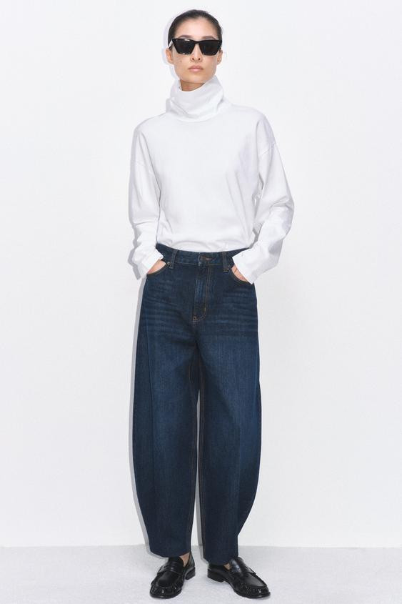 ZW COLLECTION HIGH-WAIST BARREL JEANS | Zara Canada