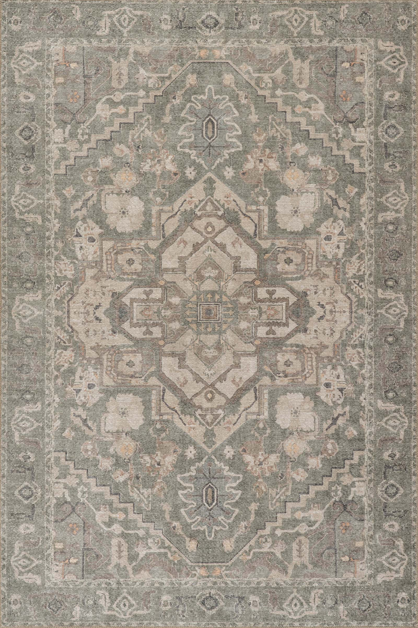 Color: SageLuda Vintage & Distressed Washable Rug | Sage Sage swatchShape: RectangleRectangleRunn... | Rugs USA