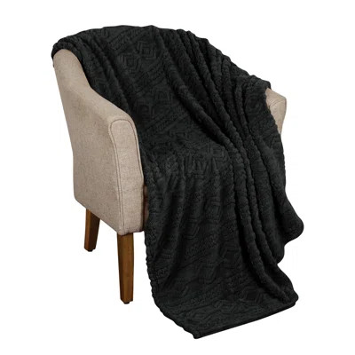 Boho Knit Jacquard Fleece Plush Blanket Medium Weight Fluffy Bedding | Wayfair North America