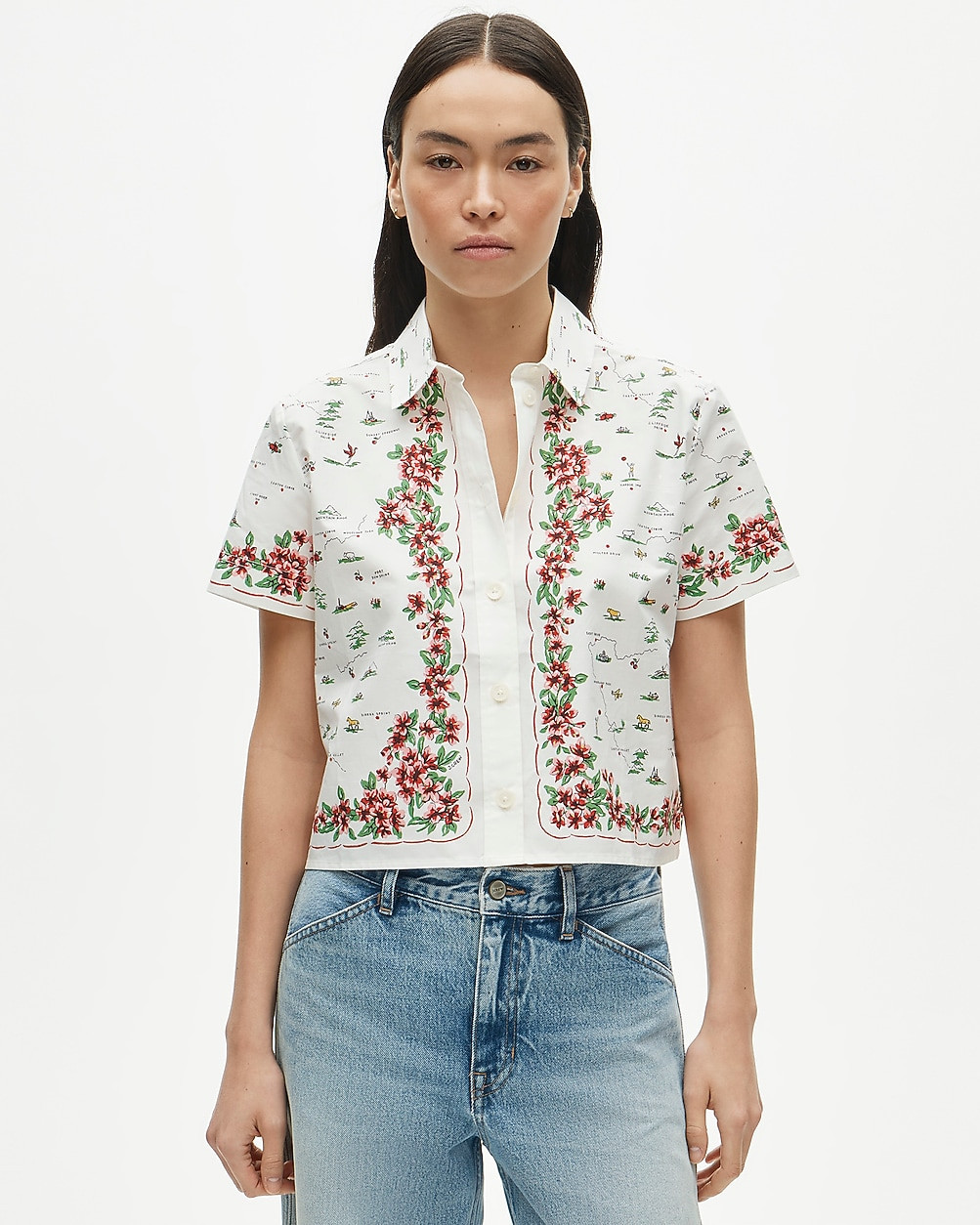 Gamine button-down shirt in map print | J. Crew US