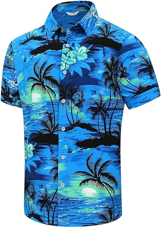 SheLucki Hawaiian Shirt for Men, Unisex Summer Beach Casual Short Sleeve Button Down Shirts, Prin... | Amazon (US)