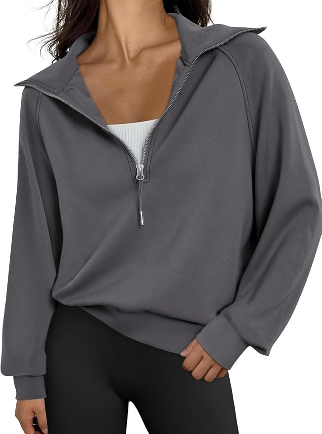 Trendy Queen Womens Oversized Sweatshirts Half Zip Pullover Long Sleeve Quarter Zip Hoodies Teen ... | Amazon (US)