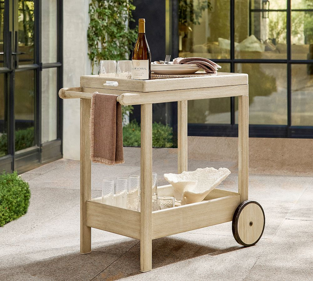 Saratoga Outdoor Rolling Bar Cart (35") | Pottery Barn (US)