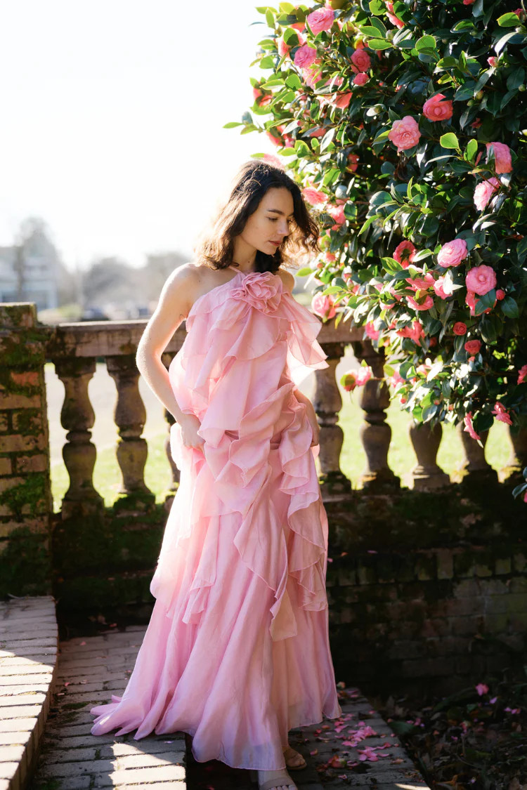 Amal Tiered Ruffle Maxi Dress - Rose | Confête