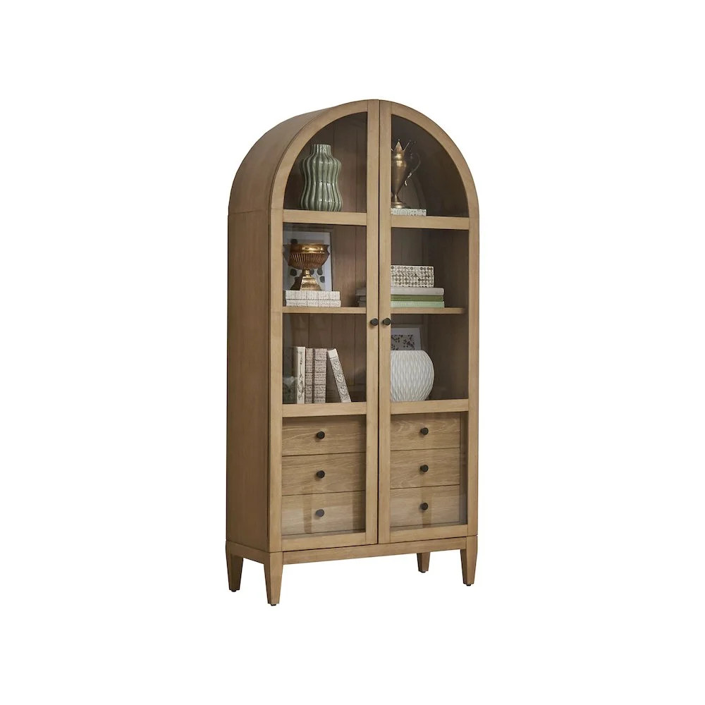 Martin Furniture 78"H Arched Display Cabinet Bookcase in Light Brown | Walmart (US)