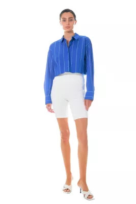 Grey Lab Women's Striped Cropped Shirts | Belk
