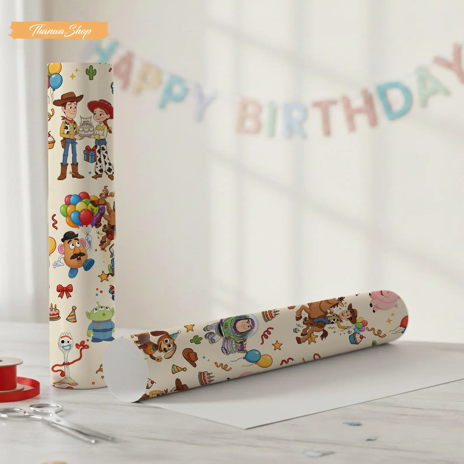Toy Story Birthday Wrapping Paper, Kids Gift Wrap, Woody Jessie Buzz Lightyear | Etsy (Global)