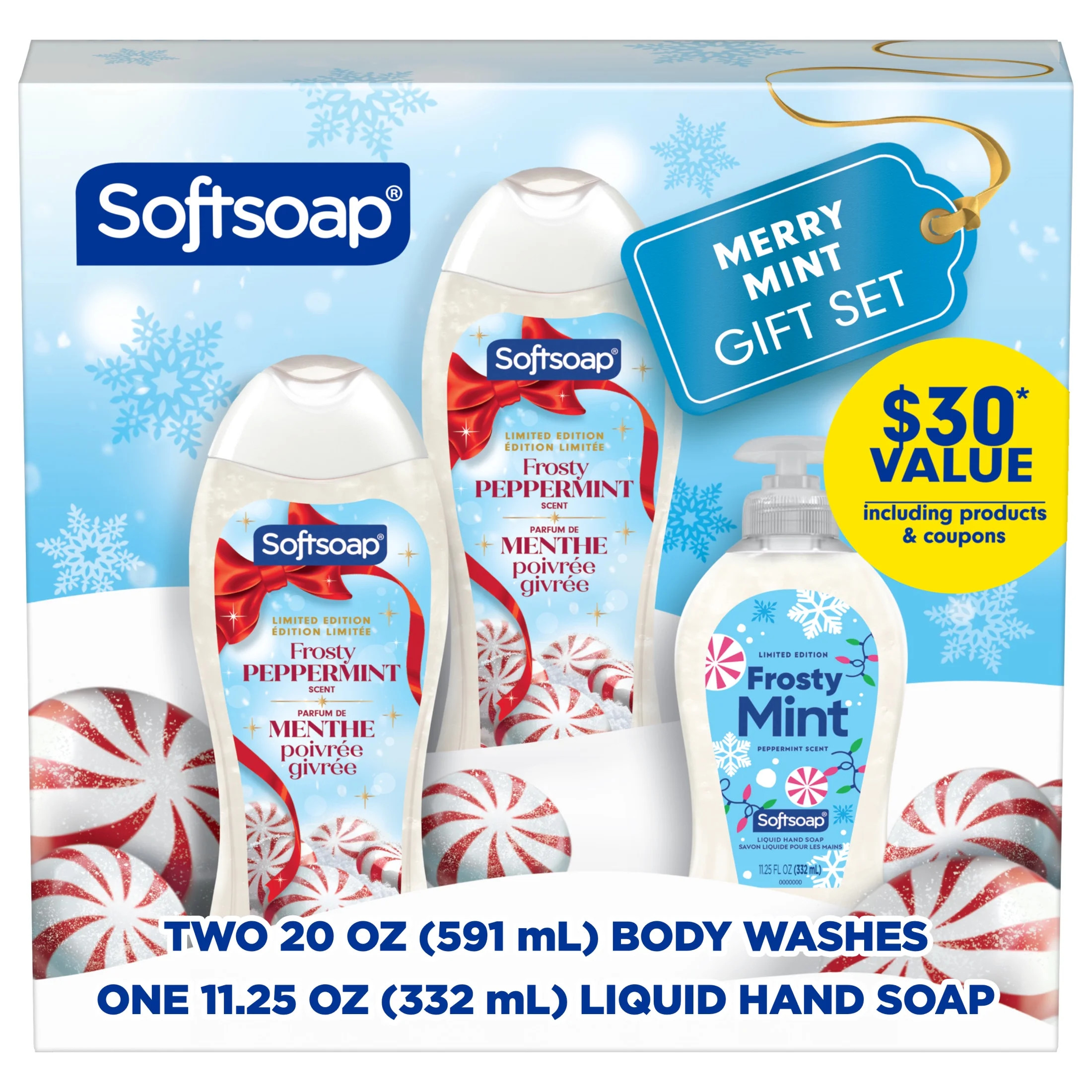 Softsoap Limited Edition Merry Mint Holiday Gift Set, Body Wash and Liquid Hand Soap, 3 Piece Set | Walmart (US)