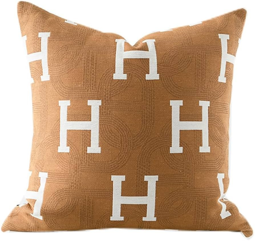 20x20'' Inches Throw Pillow Cushion Cover - H Letter Embroidery Modern Fashion Style Couch Sofa P... | Amazon (US)