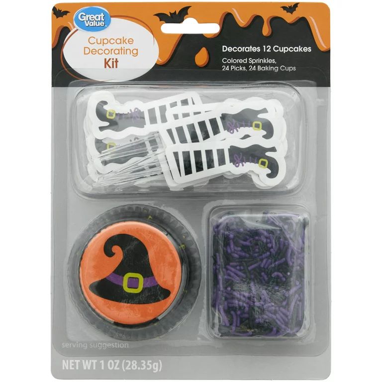 Great Value Upside Down Witch Halloween Cupcake Decorating Kit, Decorates 12 | Walmart (US)