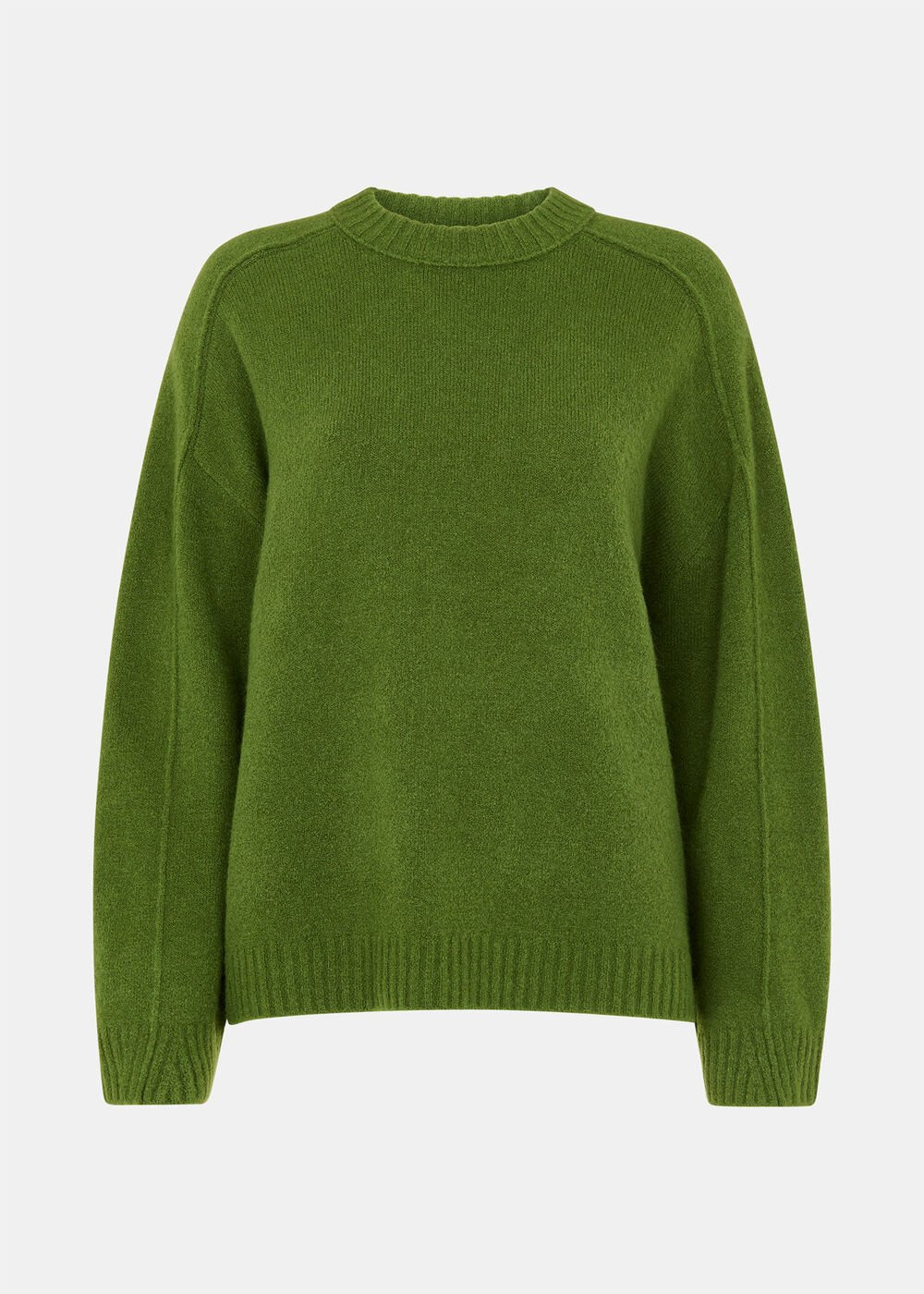 Green Wool Mix Seam Detail Knit | WHISTLES | Whistles UK | | Whistles