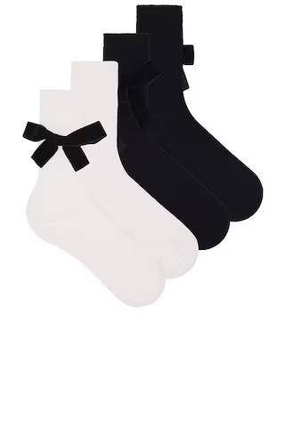 Lovers and Friends Jocelyn Bow Socks 2 Pack in Black & White from Revolve.com | Revolve Clothing (Global)