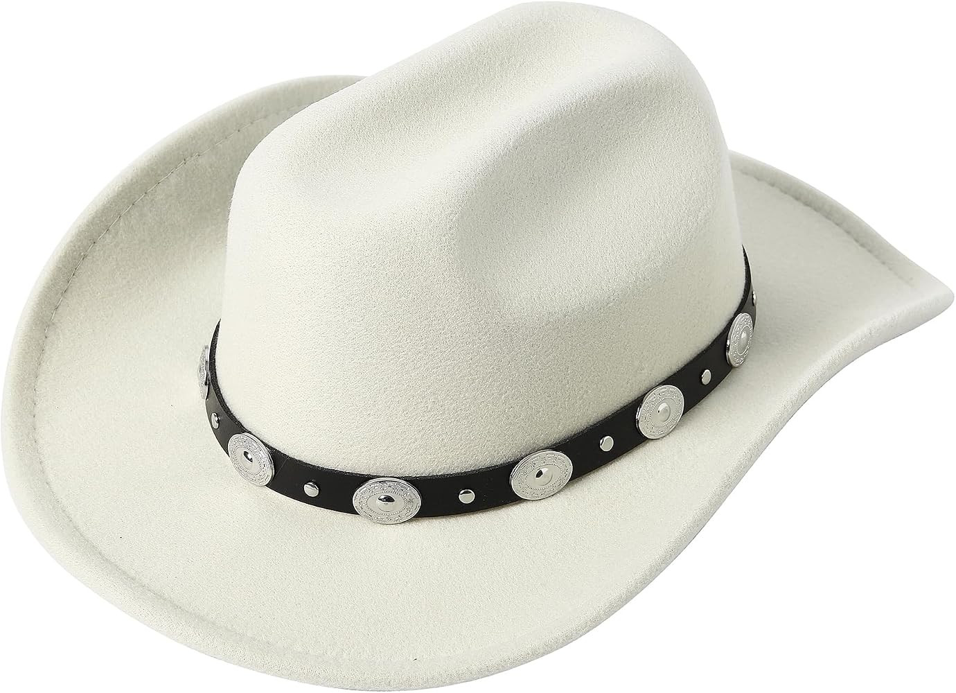 Lanzom Women Men Felt Wide Brim Western Cowboy Hats Belt Buckle Panama Hat Fit Size 6 8/7-7 1/4 | Amazon (US)