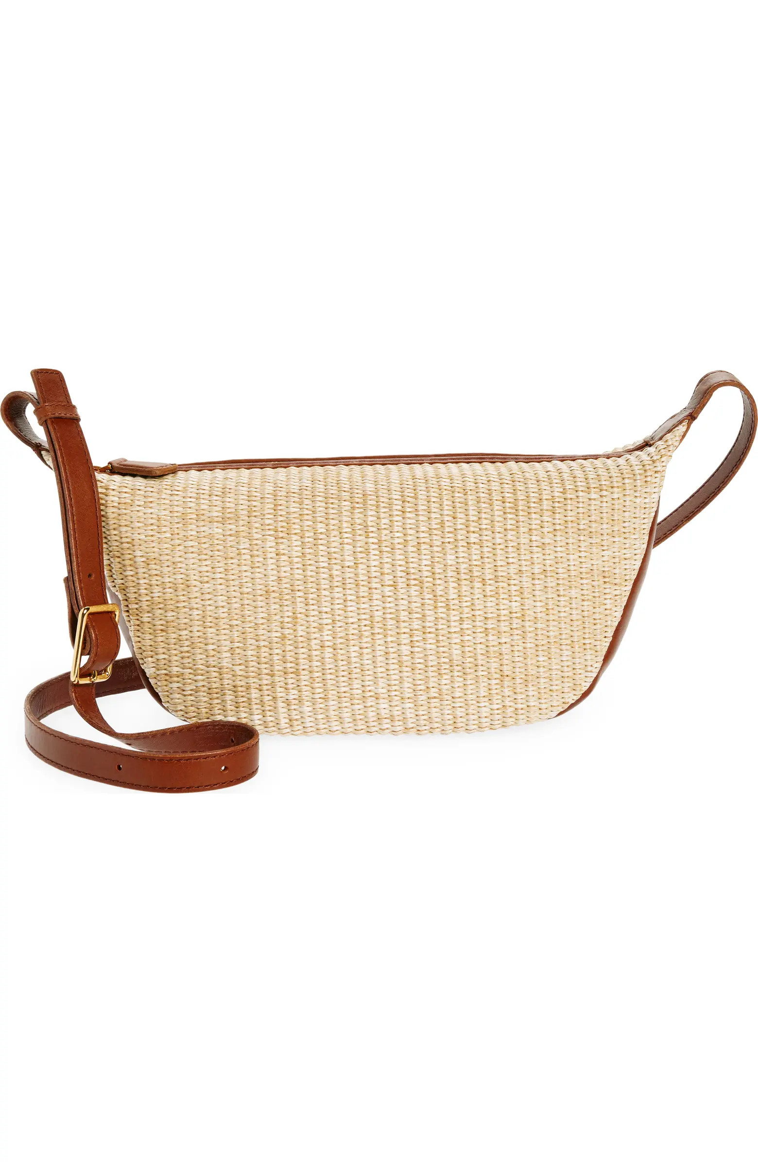 Madewell The Sling Raffia & Leather Crossbody Bag | Nordstrom | Nordstrom