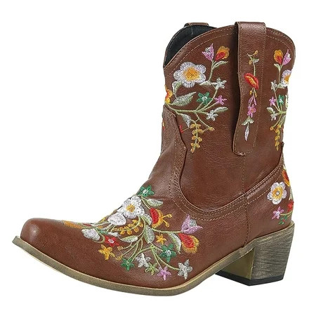Cowboy Boots Women s Boots with Heel For Women Booties Women Boots Cowgirls Boots Embroidered Retro Winter Boots Women Size 11 Shoes Ankle Boots Snakeskin Booties Women Boots Boots for Women | Walmart (US)