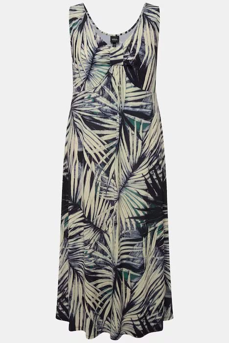 Palm Leaf Print Sleeveless Dress | Ulla Popken