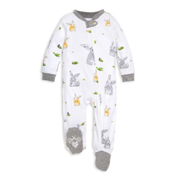 Bunny Trail Organic Cotton Loose Fit Footed Sleep & Play - 6-9 Months | Burts Bees Baby