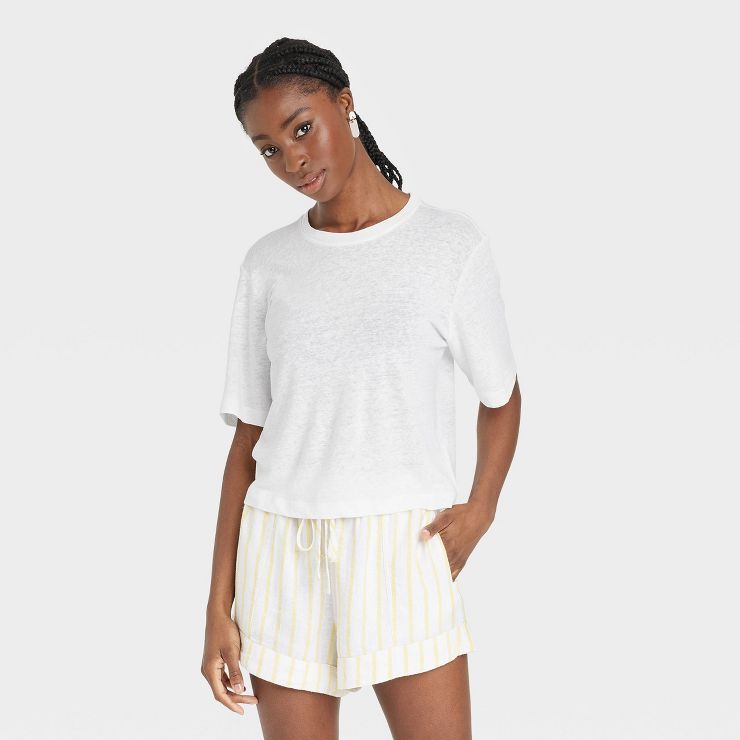 Women's Linen Boxy Short-Sleeve T-Shirt - Universal Thread™ | Target