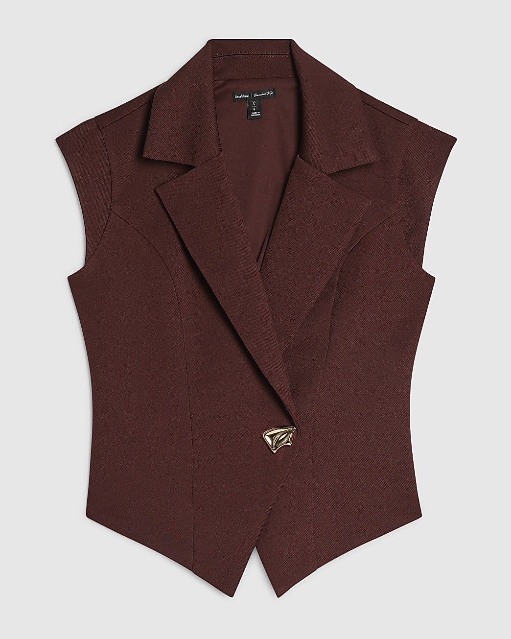 Brown Cap Sleeve Twill Waistcoat | River Island UK & IE