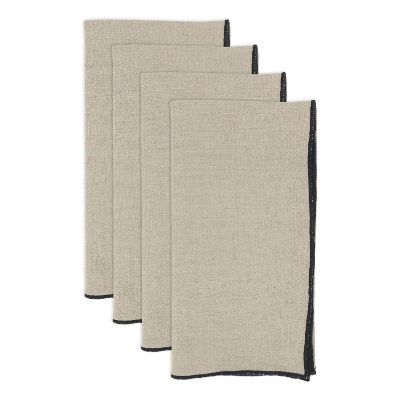Dartmouth Stitched Border Stonewashed Table 20" Linen Napkin (Set of 4) | Wayfair North America