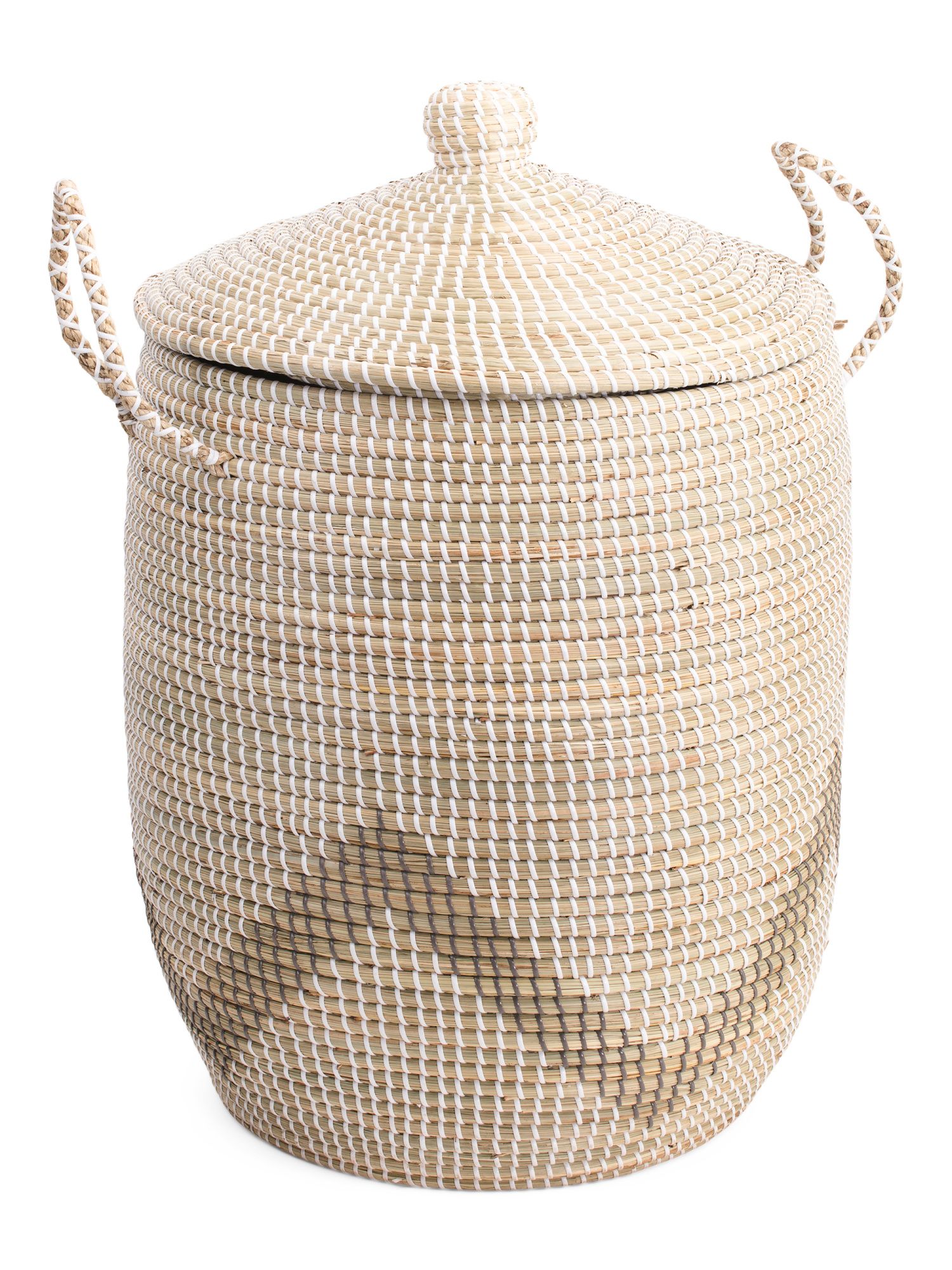 Large Seagrass Hamper With Lid And Zigzag Rope Handles | Office & Storage | Marshalls | Marshalls