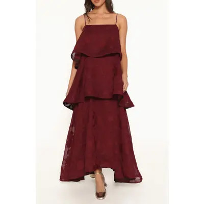 Petal & Pup Nerissa Tiered Maxi Dress in Burgundy at Nordstrom, Size Xx-Small | Nordstrom