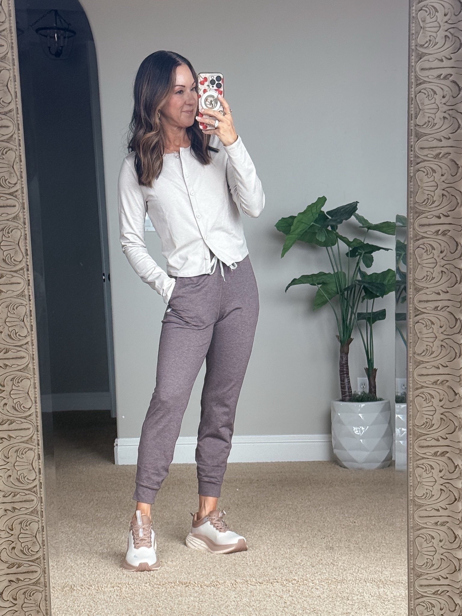 The comfiest everyday set! Love Vuori! Petite friendly joggers 
Joggers size XS in buckle berry heather 
Cropped cardigan small in ecru heather. Runs small  
Amazon sneaker TTS. I am typically a 7 or 7 1/2 in shoes and I typically go with the 7 1/2 in sneakers and these are a perfect fit.

#LTKActive #LTKootd #LTKSeasonal