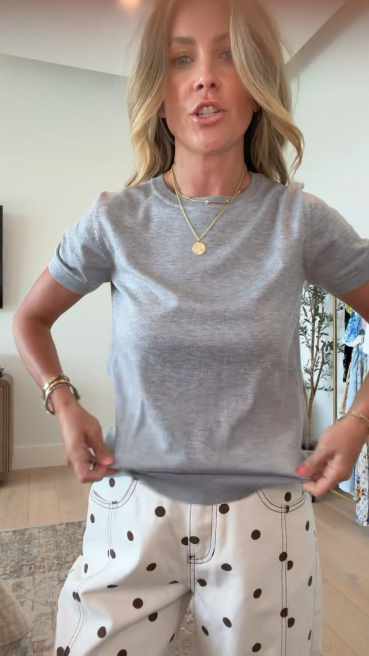 #ad I always love a good basic to pair with a trendy piece! These @c202.official crewneck short sleeve top is so great to pair with any bottom! Can easily layer or wear on its own and it comes in so many colors 👏 for only $26 it’s a steal!! You can also get an extra 10% off with my code! Use code SWEATER10C for 10% off! 

#LTKootd #LTKOver40 #LTKSaleAlert