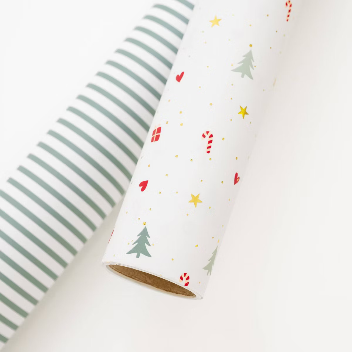118"x30" Christmas Pinstripe Wrapping Paper Green/White - Sugar Paper™ + Target | Target