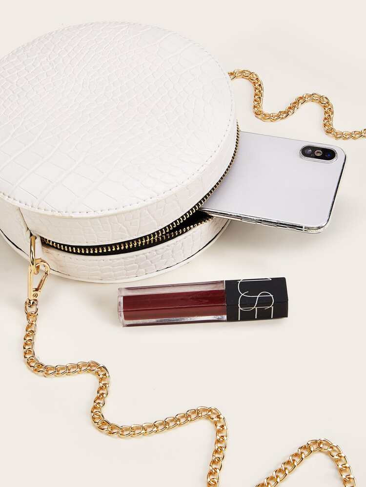Croc Embossed Round Shaped Chain Bag | SHEIN