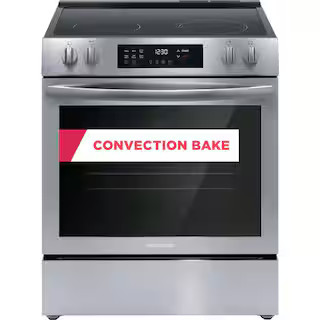 30 in. 5-Element Slide-In Front Control Self-Cleaning Electric Range with Convection in Stainless... | The Home Depot