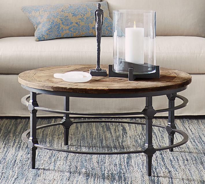 Parquet 36" Round Reclaimed Wood Coffee Table | Pottery Barn (US)
