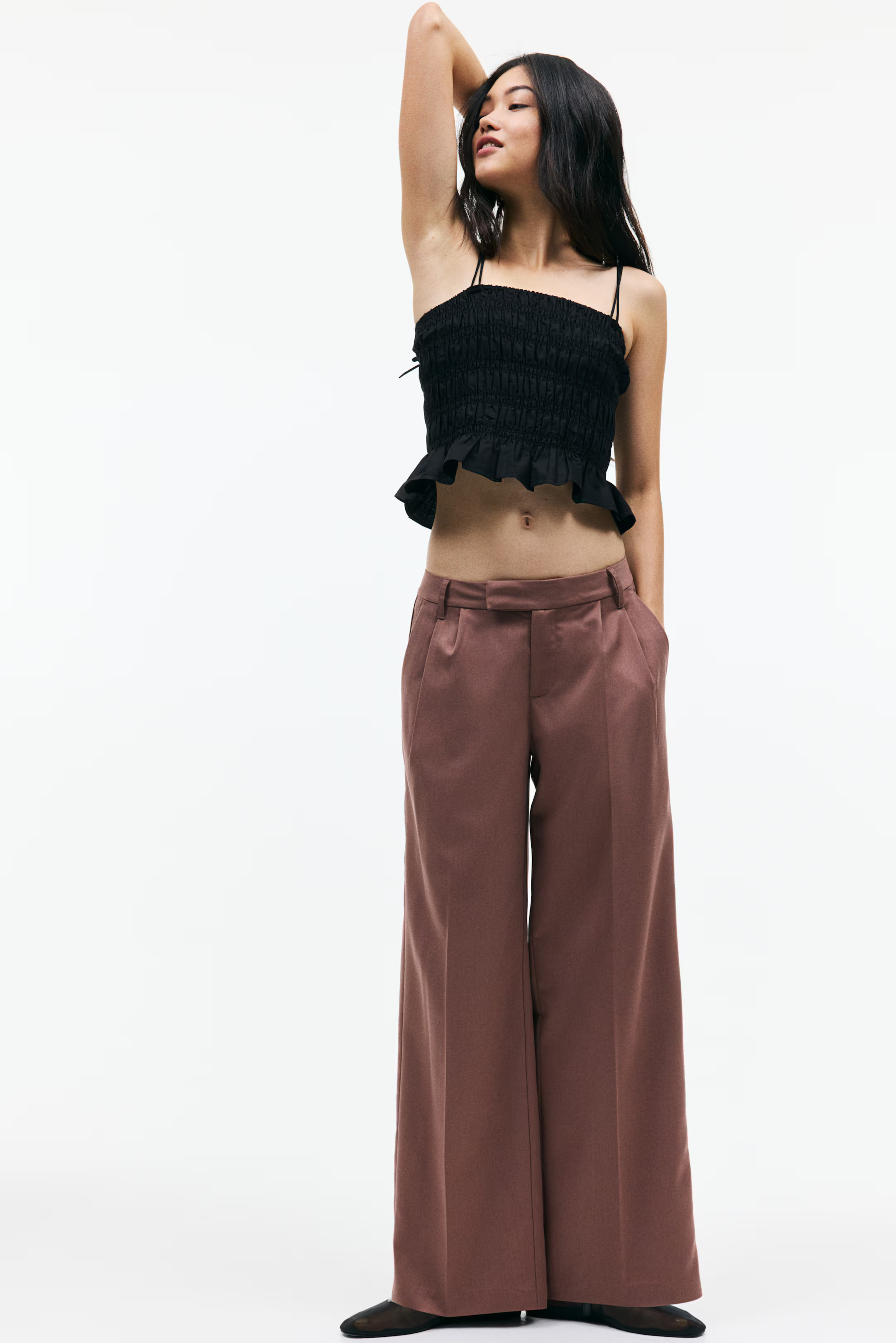 Tailored trousers - Dusty brown - Ladies | H&M GB | H&M (UK, MY, IN, SG, PH, TW, HK)