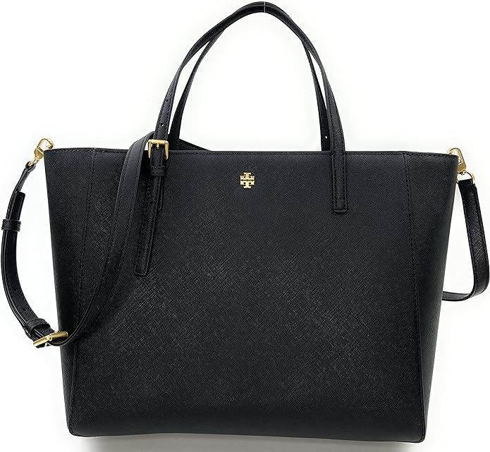 Tory Burch Emerson Leather Women's Tote (Black) | Amazon (US)