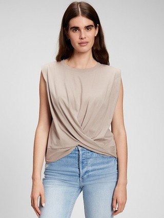 Twist-Front Cropped Muscle Sleeveless T-Shirt | Gap (US)