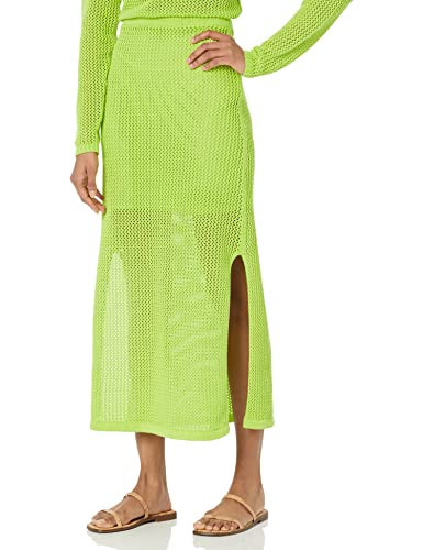The Drop Women's Halle Crochet Midi Skirt with Side Slit, Lime, M | Amazon (US)