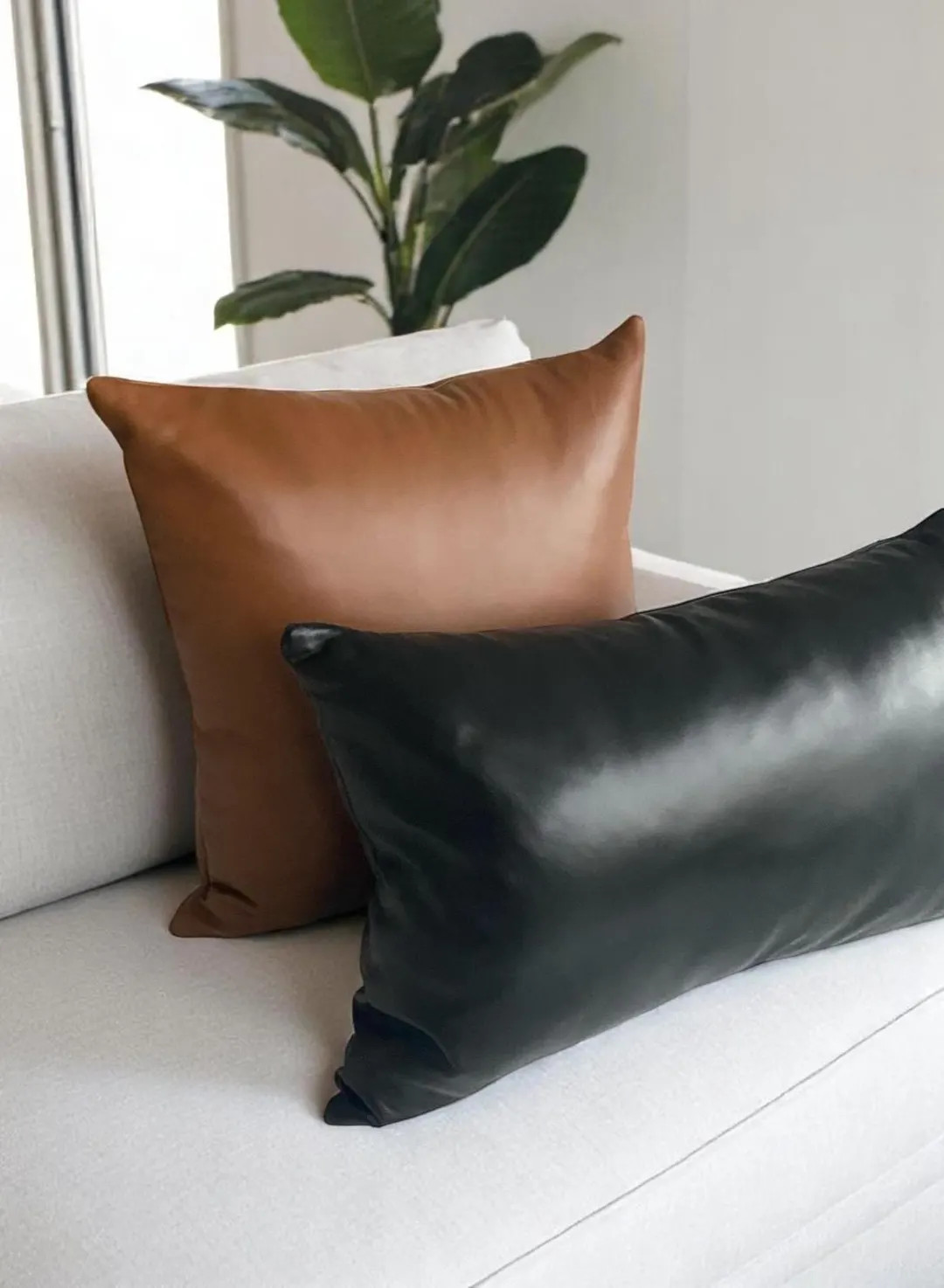 Leather Pillow Cover, Lumbar Pillow Cover, Genuine Leather, Throw Pillow Cover, Leather Pillow, L... | Etsy (US)