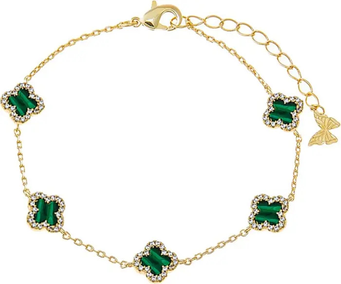 BY ADINA EDEN Mini Multi Pave Outlined Colored Clover Bracelet | Nordstrom | Nordstrom