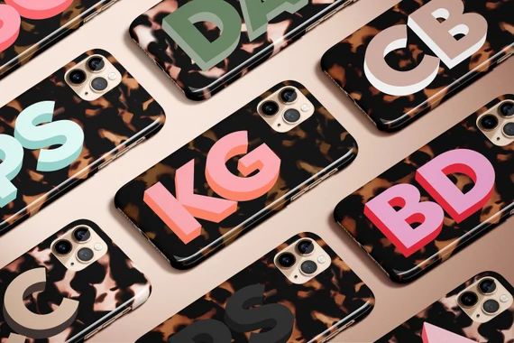 Monogram Tortoise iPhone Case Personalized Large Initial iPhone 11 Case Custom iPhone 12 Pro Case... | Etsy (US)